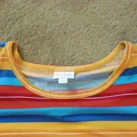 **NWT** LULAROE DEBBIE MULTI-COLORED STRIPED DRESS SIZE 2XL - Picture 5 of 8